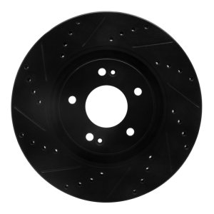 Hyundai Tucson Brake Rotor (1) - Front Left - R1 Concepts - Drilled & Slotted - Black - `11-`25